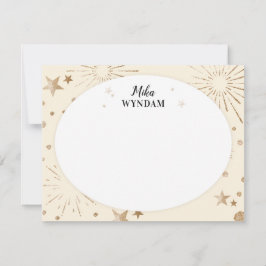 アイボリーグリッターの星と花火 ノートカード