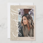 アイボリーグリッターオンブレスクリプト4枚の写真 スイート16 招待状 (正面)