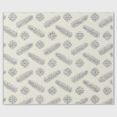 アイボリーグリッタークリスマスツリーホリデイズスノーフレーク ラッピングペーパー (フラット)