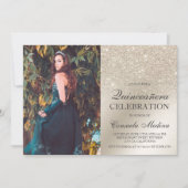 アイボリーグリッターグラデーション金属写真キンセアニラ 招待状 (正面)