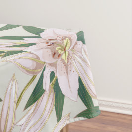 アイボリーグリーンの百合の花開く テーブルクロス