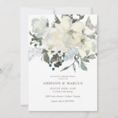 アイボリーグリーンリーウォーター色フローラリハーサルディナー 招待状 (正面)