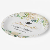 アイボリーグリーン金ゴールドフローラ卒業生 ペーパープレート (アングル)