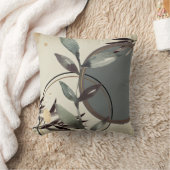 アイボリーグレイ&グリーン自然禅ウォーター葉カラー クッション (ブランケット)