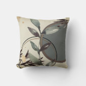 アイボリーグレイ&グリーン自然禅ウォーター葉カラー クッション (正面)