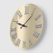 アイボリーグレーメタルグレーシルバーローマ数字 ラージ壁時計 (傾斜)