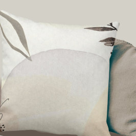 アイボリーグレー&ブラウンミニマリストナチュラル抽象芸術 クッション