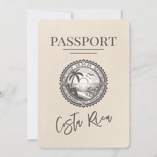 アイボリーコスタリカパスポート結婚式招待状 招待状 (裏面)