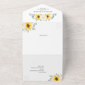 アイボリーコピー ヒマワリ ピオニー フラワー ユーカリ ウェディング    オールインワン招待状 (外側)