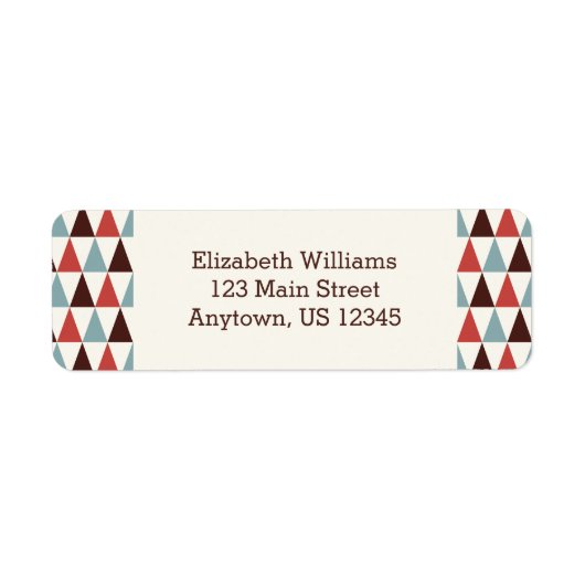 アイボリーコーラルブルートライアングルパターン差出人住所 ラベル (正面)