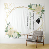 アイボリーゴールデンフローラモダンフォトグラードバック タペストリー (インサイチュ(横))
