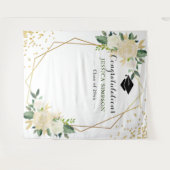 アイボリーゴールデンフローラモダンフォトグラードバック タペストリー (正面(横))