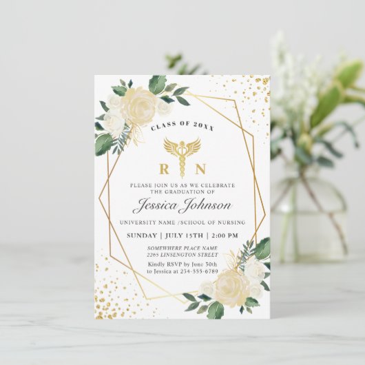 アイボリーゴールデンフローラ看護学校卒業 招待状 (スタンド正面)