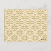 アイボリーゴールドのモダンなダマスク柄 ウェディングテーブルナンバー ポストカード (裏面)