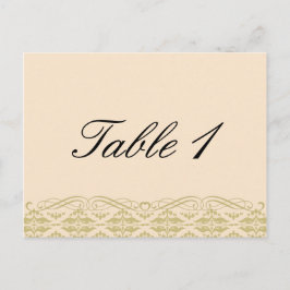 アイボリーゴールドのモダンなダマスク柄 ウェディングテーブルナンバー ポストカード