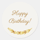 アイボリーゴールドの誕生日おめでとう ラウンドシール (正面)