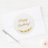 アイボリーゴールドの誕生日おめでとう ラウンドシール (封筒)