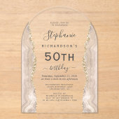 アイボリーゴールドアゲートの50歳の誕生日アーチ アクリル招待状 (正面)