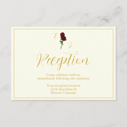 アイボリーゴールドローズの結婚式の披露宴 エンクロージャーカード (正面)