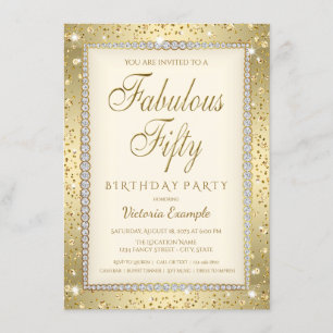 アイボリーゴールド ダイヤモンド ファビュラス 50歳 誕生日 招待状
