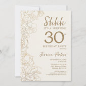 アイボリーゴールド ボタニカル サプライズ 30歳の誕生日 招待状 (正面)