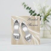 アイボリーサテンシューズホワイトブライダルシャワー 招待状 (スタンド正面)