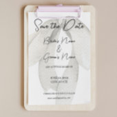 アイボリーサテンホワイトボウ日付を保存 招待状