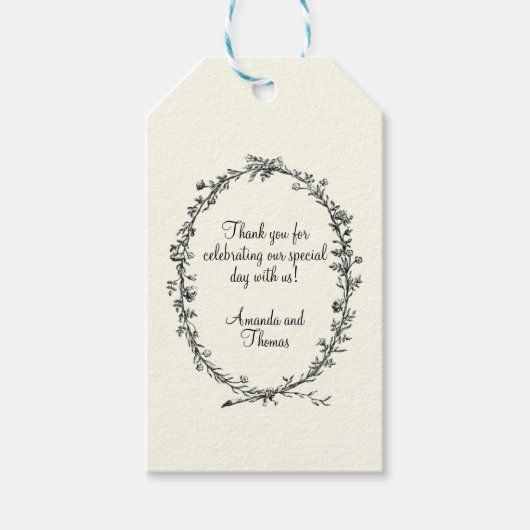 アイボリーサンキューメッセージカードリース ギフトタグ (正面)