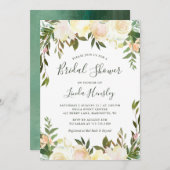 アイボリーシックフローラガーデングリーナリーブライダルシャワー 招待状 (正面/裏面)
