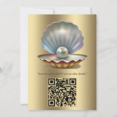 アイボリーシルク・ゴールドレース＆パールと大理石 招待状 (裏面)