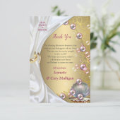 アイボリーシルク、金ゴールドレース&パール&マーブル サンキューカード (スタンド正面)