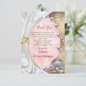 アイボリーシルク、金ゴールドレース&パール&マーブル サンキューカード (スタンド正面)