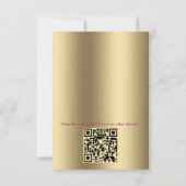 アイボリーシルク、金ゴールドレース&パール&マーブル 出欠カード (裏面)