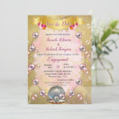 アイボリーシルク、金ゴールドレース&パール&マーブル 招待状 (スタンド正面)