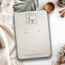 アイボリーシルバースパークルグリッターロゴイヤリングディスプレイ