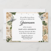 アイボリーシルバー バタフライ エレガント ローズ キンセアニエラ 招待状 (正面)