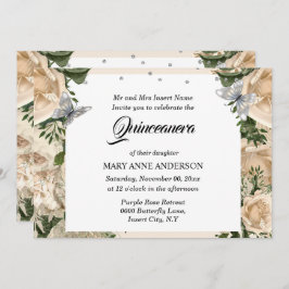 アイボリーシルバー バタフライ エレガント ローズ キンセアニエラ 招待状