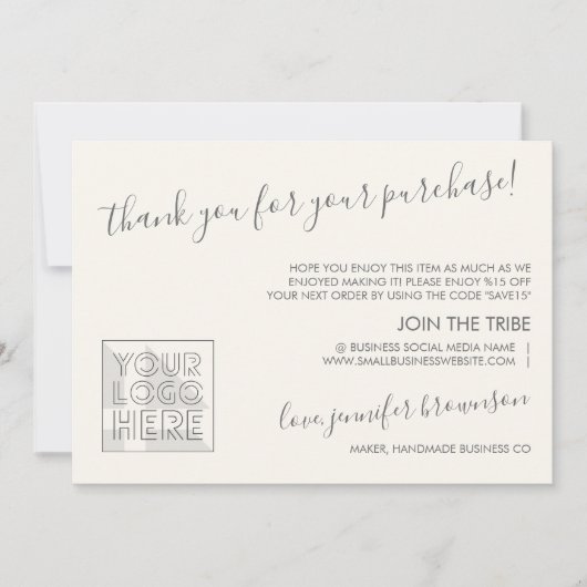 アイボリーシンプルクラシックの気に指示 サンキューカード (正面)