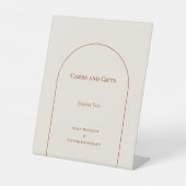アイボリーシンプルボホアーチウェディングカードとギフト 台座サイン (正面)