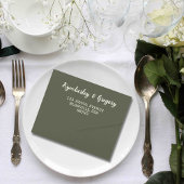 アイボリーシンプルミニマリストSage Olive Green Email オールインワン招待状