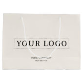 アイボリーシンプルミニマルビジネスロゴギフト ラージペーパーバッグ (裏面)