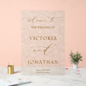 アイボリーシンプル結婚の歓迎 アクリルサイン (ウェディング)