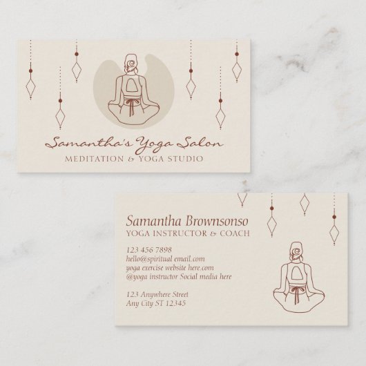 アイボリーシークレットジオメトリヨガピラツジムトレーナー 名刺 (正面/裏面)