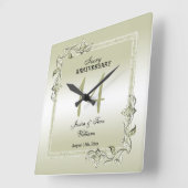 アイボリージェム&グリッター14結婚周年記念  スクエア壁時計 (傾斜)