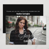 アイボリースエレガントクリプト写真卒業招待状 招待状 (正面/裏面)