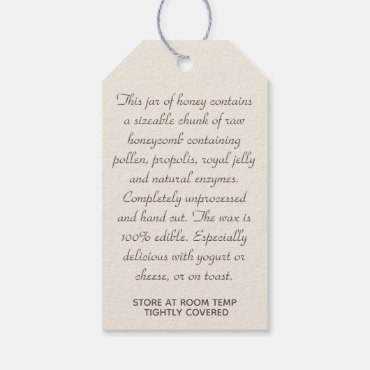 アイボリースキップコームハニーラベルフェイク付き縁どクラフト ギフトタグ (裏面)