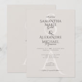 アイボリースクリプトClasy コンテンポラリー Monogram結婚's 招待状 (正面/裏面)