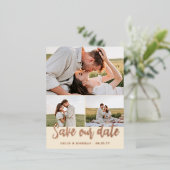 アイボリースクリプ結婚ト3枚救の写真 箔招待状ポストカード (立ち正面)