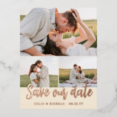 アイボリースクリプ結婚ト3枚救の写真 箔招待状ポストカード (正面)