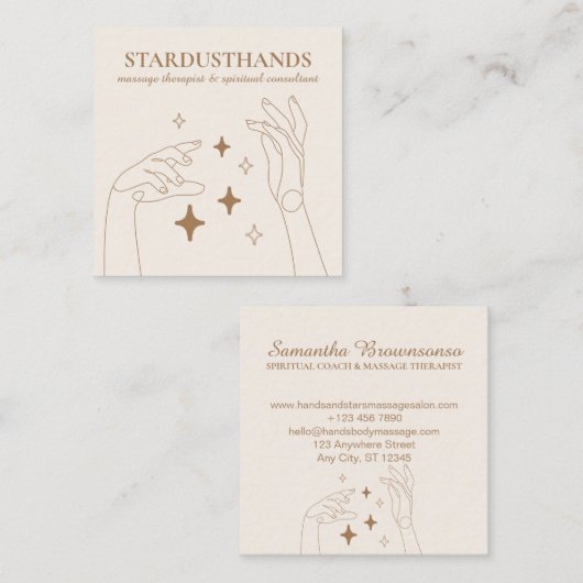 アイボリースターヒーリングエナジーハンズセラピーマッサージ スクエア名刺 (正面/裏面)